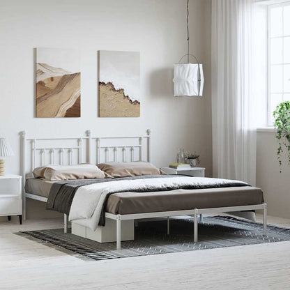 vidaXL Bed Frame | White | Powder-Coated Steel | Double | Bed Frame