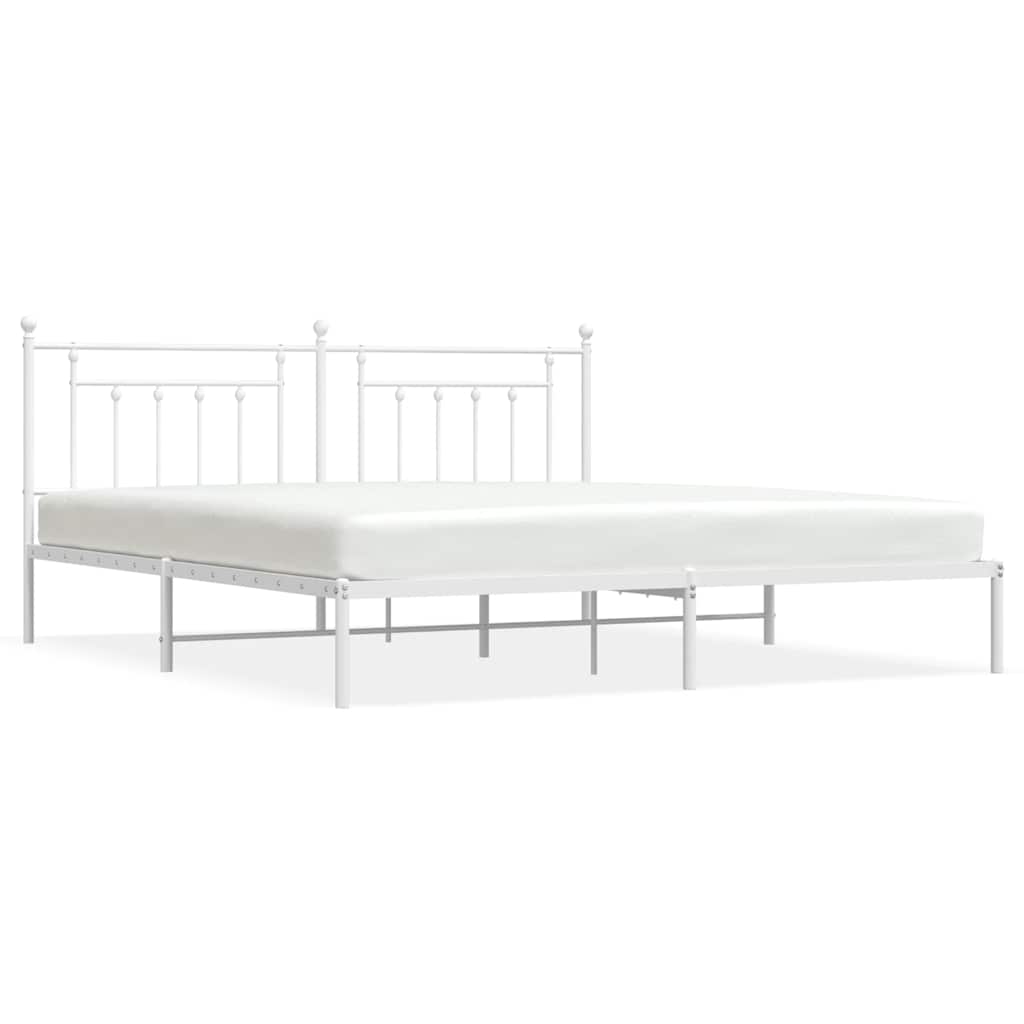 vidaXL Bed Frame | White | Powder-Coated Steel | 193 x 203 cm | Bed Frame
