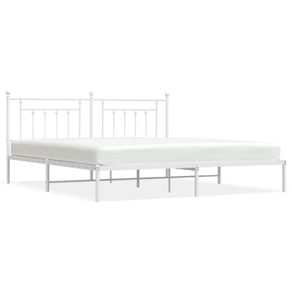 vidaXL Bed Frame | White | Powder-Coated Steel | 193 x 203 cm | Bed Frame