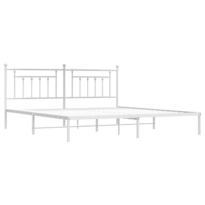 vidaXL Bed Frame | White | Powder-Coated Steel | 193 x 203 cm | Bed Frame