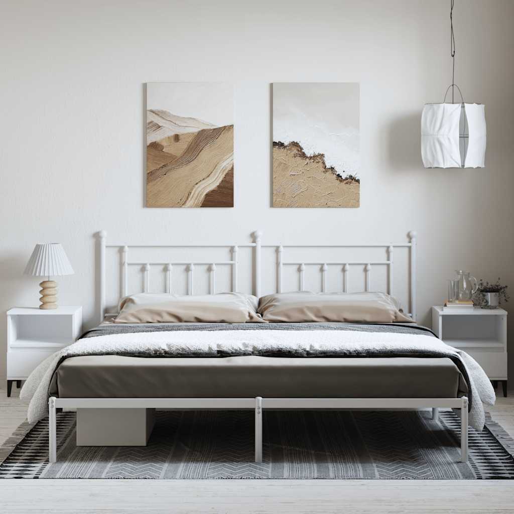 vidaXL Bed Frame | White | Powder-Coated Steel | 193 x 203 cm | Bed Frame