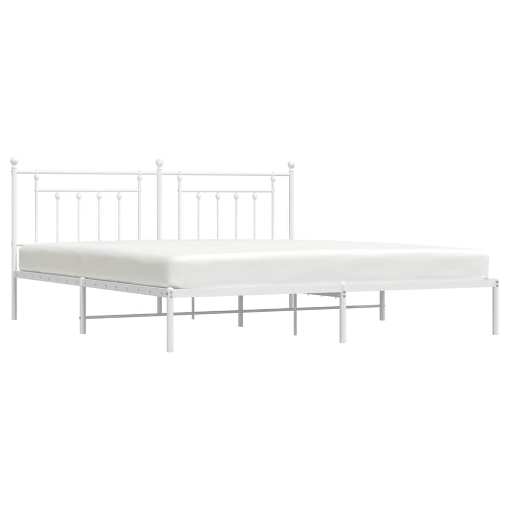 vidaXL Bed Frame | White | Powder-Coated Steel | 193 x 203 cm | Bed Frame
