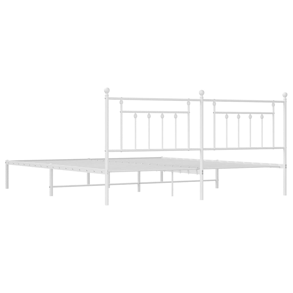 vidaXL Bed Frame | White | Powder-Coated Steel | 193 x 203 cm | Bed Frame