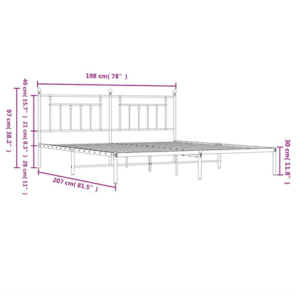 vidaXL Bed Frame | White | Powder-Coated Steel | 193 x 203 cm | Bed Frame