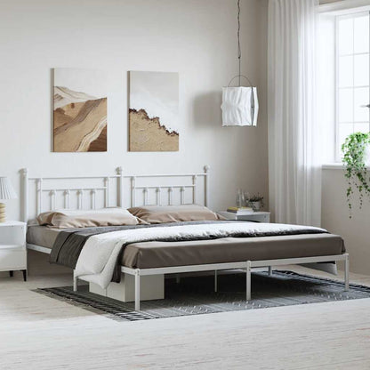 vidaXL Bed Frame | White | Powder-Coated Steel | 193 x 203 cm | Bed Frame