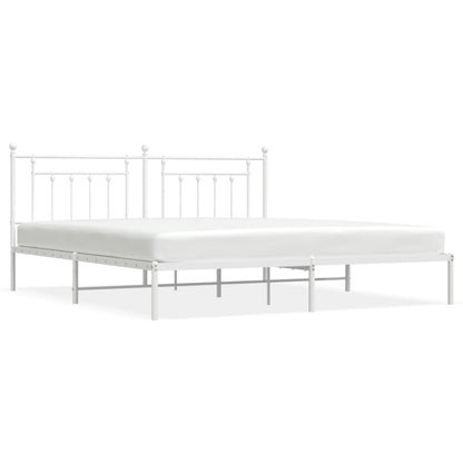 vidaXL Bed Frame | White | Steel | Double | Bed Frame | Rectangular | Industrial