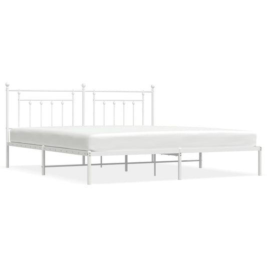 vidaXL Bed Frame | White | Steel | Double | Bed Frame | Rectangular | Industrial