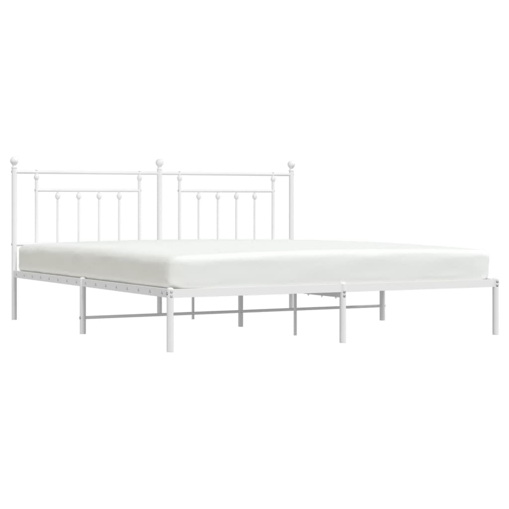 vidaXL Bed Frame | White | Steel | Double | Bed Frame | Rectangular | Industrial
