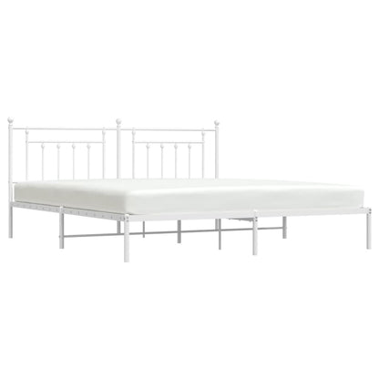 vidaXL Bed Frame | White | Steel | Double | Bed Frame | Rectangular | Industrial