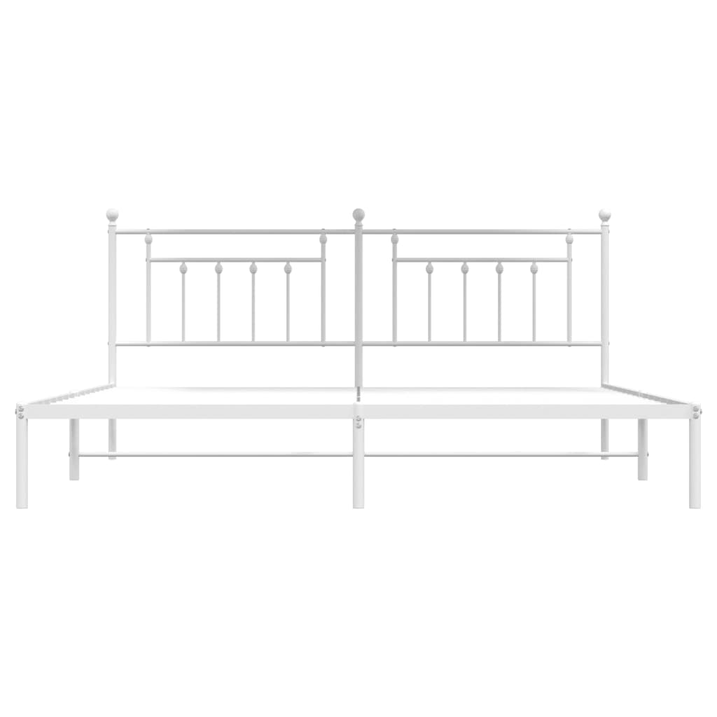vidaXL Bed Frame | White | Steel | Double | Bed Frame | Rectangular | Industrial