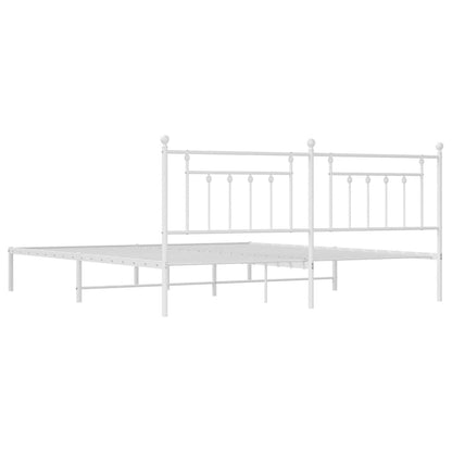 vidaXL Bed Frame | White | Steel | Double | Bed Frame | Rectangular | Industrial