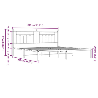 vidaXL Bed Frame | White | Steel | Double | Bed Frame | Rectangular | Industrial