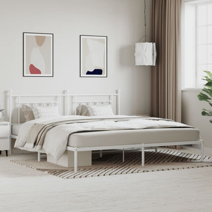 vidaXL Bed Frame | White | Steel | Double | Bed Frame | Rectangular | Industrial