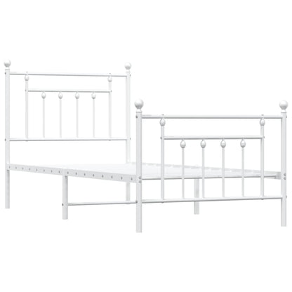 vidaXL Metal Bed Frame without Mattress with Footboard White 90x190cm
