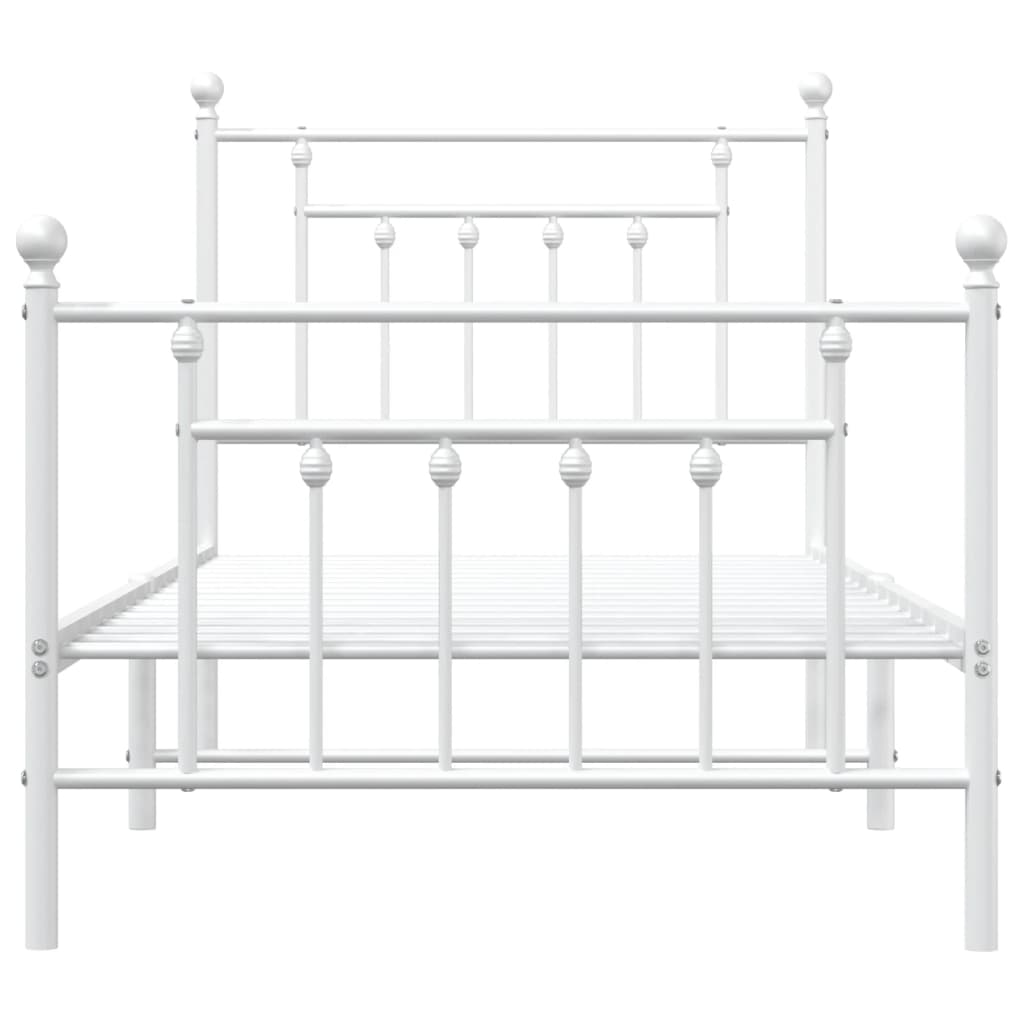 vidaXL Metal Bed Frame without Mattress with Footboard White 90x190cm