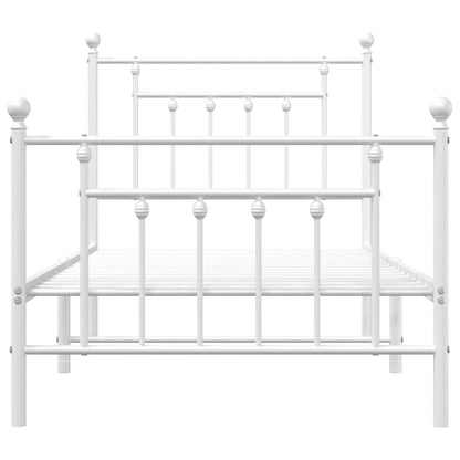 vidaXL Metal Bed Frame without Mattress with Footboard White 90x190cm