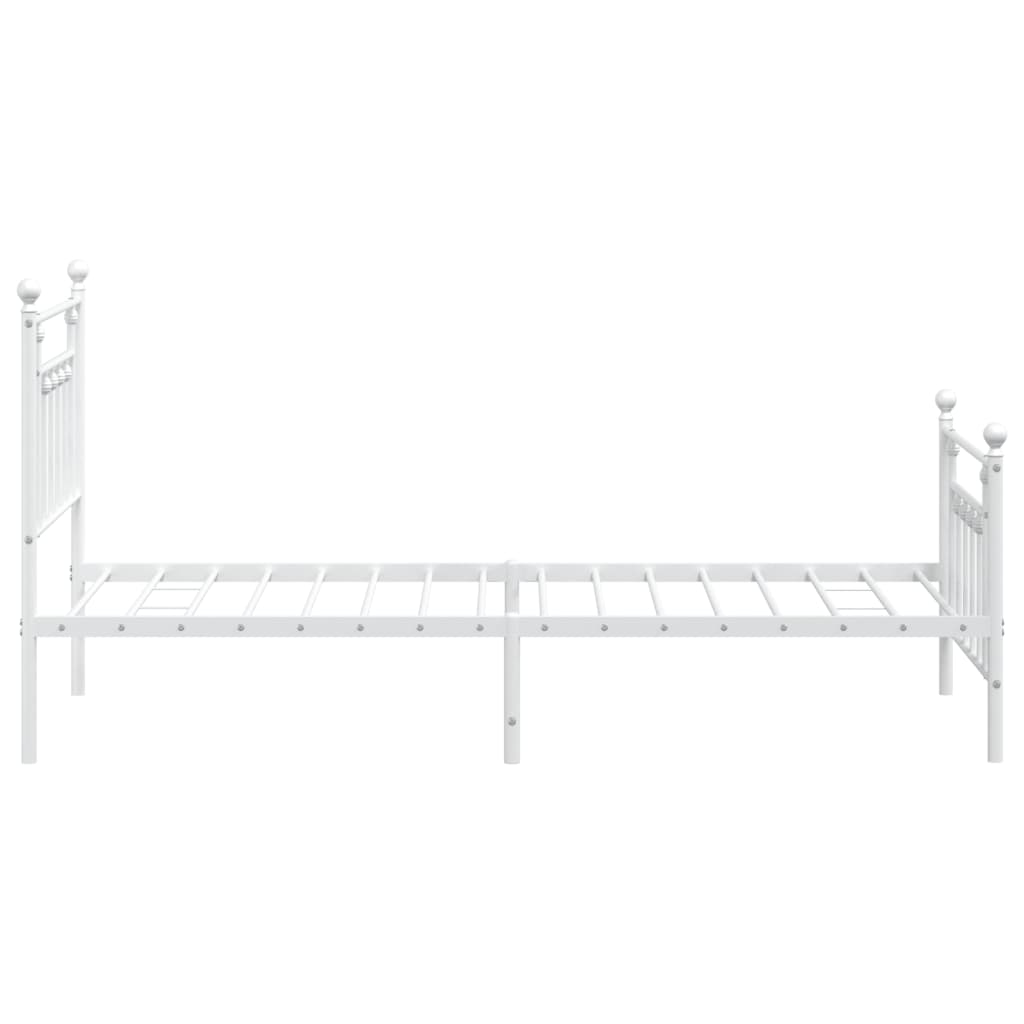 vidaXL Metal Bed Frame without Mattress with Footboard White 90x190cm