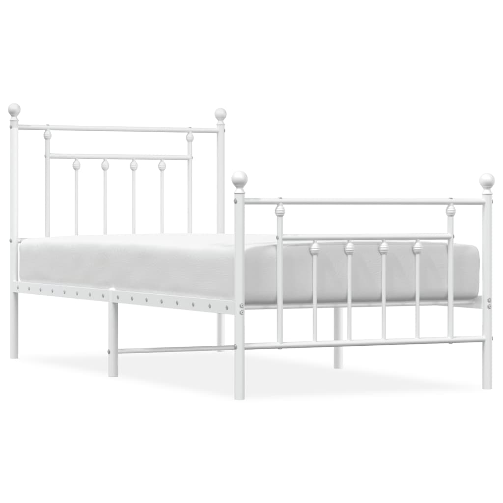 vidaXL Bed Frame | White | Powder-coated steel | Single |  Durable  | Bed Frame
