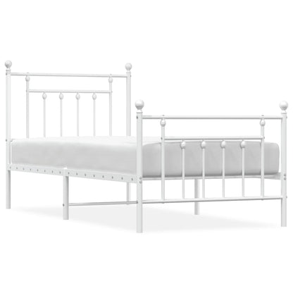 vidaXL Bed Frame | White | Powder-coated steel | Single |  Durable  | Bed Frame