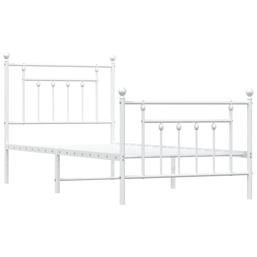 vidaXL Bed Frame | White | Powder-coated steel | Single |  Durable  | Bed Frame