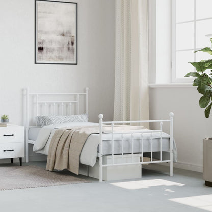 vidaXL Bed Frame | White | Powder-coated steel | Single |  Durable  | Bed Frame
