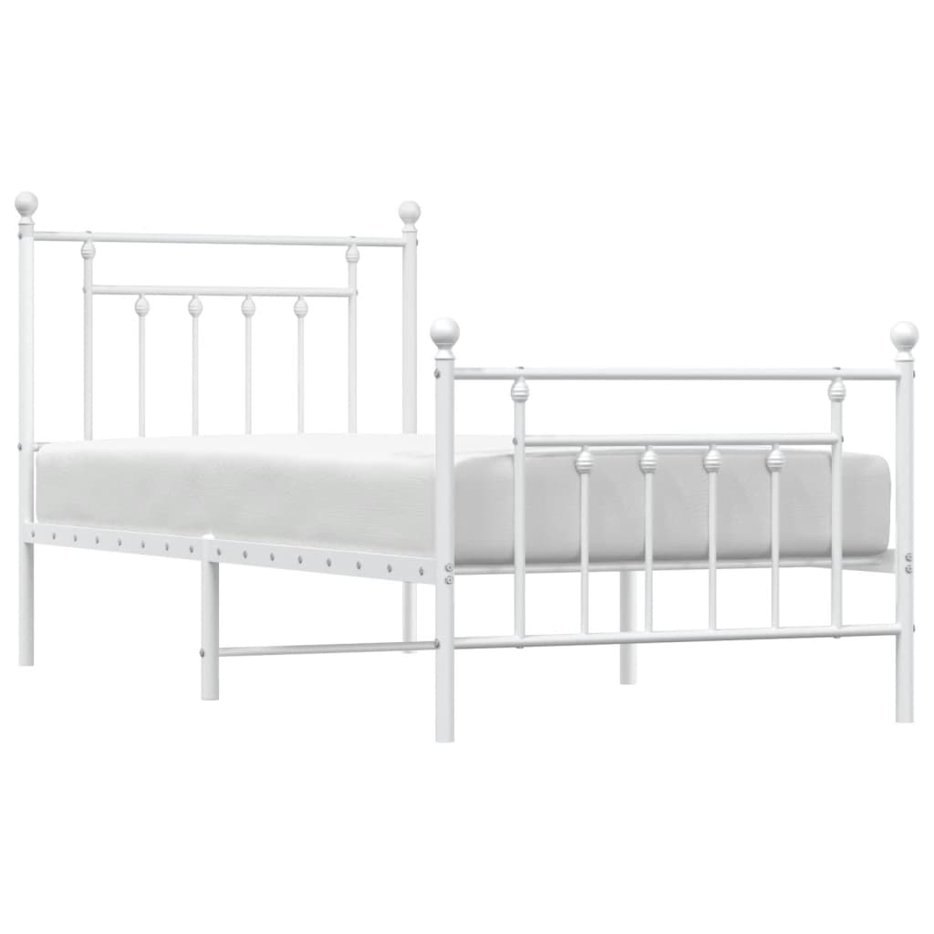 vidaXL Bed Frame | White | Powder-coated steel | Single |  Durable  | Bed Frame