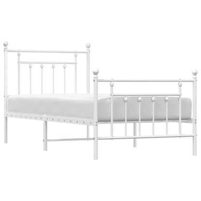 vidaXL Bed Frame | White | Powder-coated steel | Single |  Durable  | Bed Frame