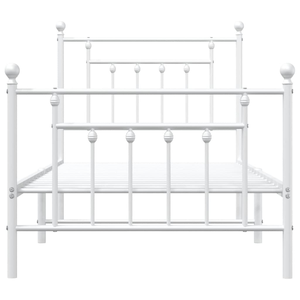 vidaXL Bed Frame | White | Powder-coated steel | Single |  Durable  | Bed Frame