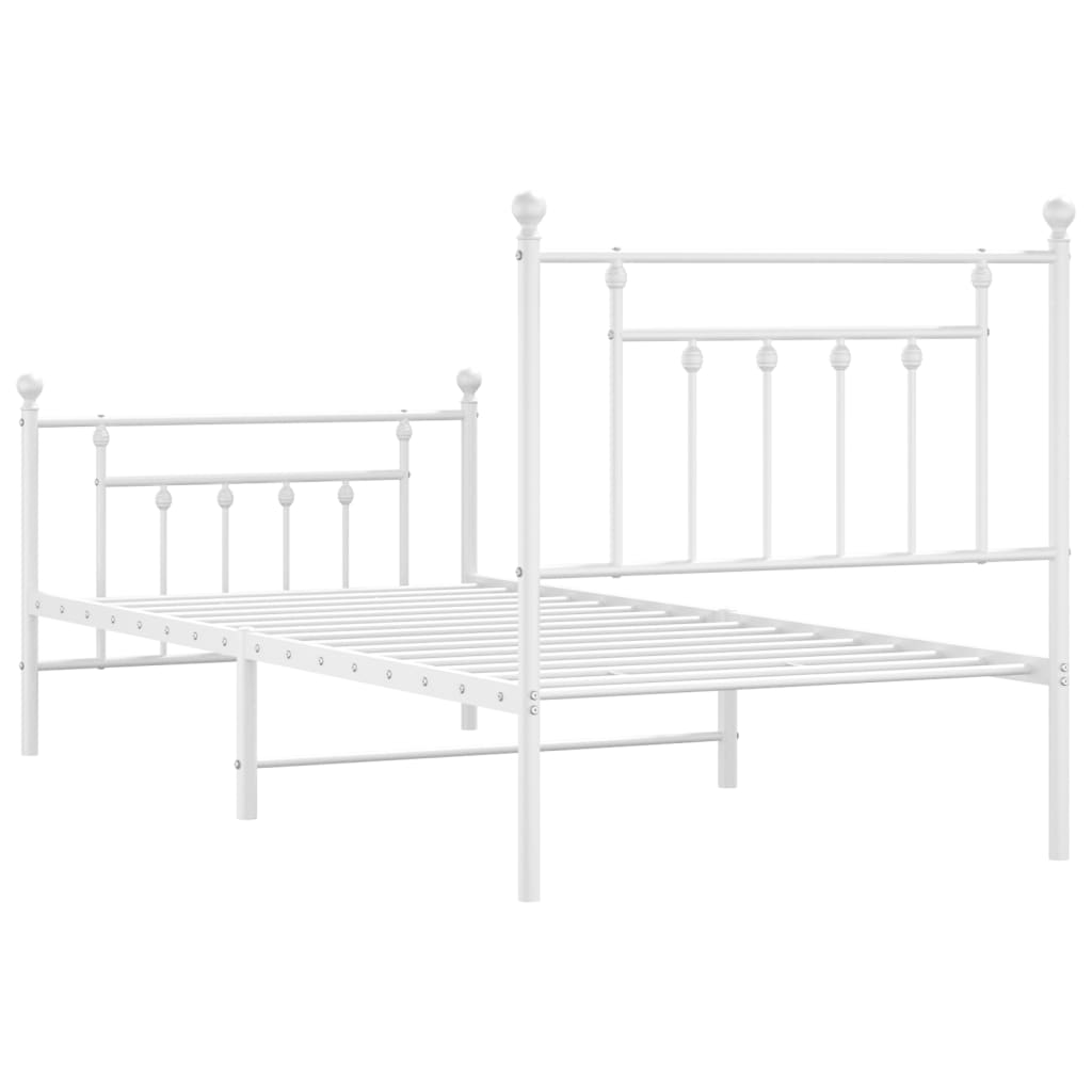 vidaXL Bed Frame | White | Powder-coated steel | Single |  Durable  | Bed Frame