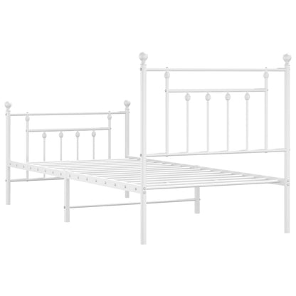 vidaXL Bed Frame | White | Powder-coated steel | Single |  Durable  | Bed Frame