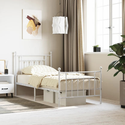 vidaXL Bed Frame | White | Powder-coated steel | Single |  Durable  | Bed Frame