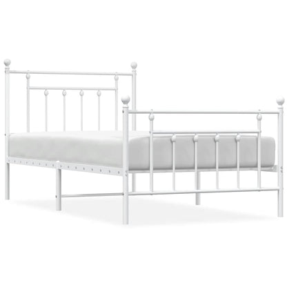 vidaXL Bed Frame | White | Powder-Coated Steel | Single | Bed Frame