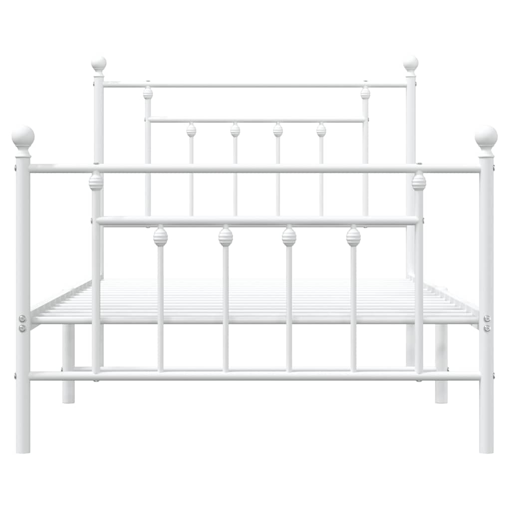 vidaXL Bed Frame | White | Powder-Coated Steel | Single | Bed Frame