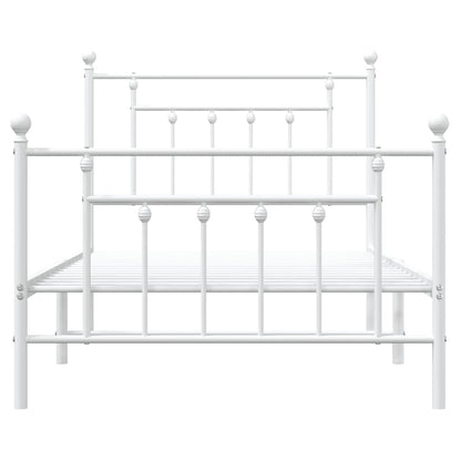 vidaXL Bed Frame | White | Powder-Coated Steel | Single | Bed Frame