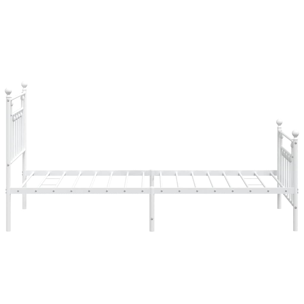 vidaXL Bed Frame | White | Powder-Coated Steel | Single | Bed Frame