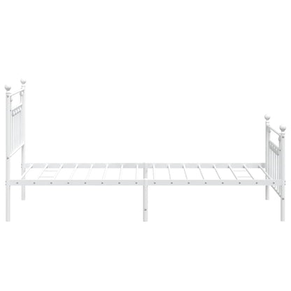 vidaXL Bed Frame | White | Powder-Coated Steel | Single | Bed Frame
