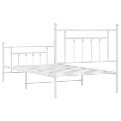 vidaXL Bed Frame | White | Powder-Coated Steel | Single | Bed Frame