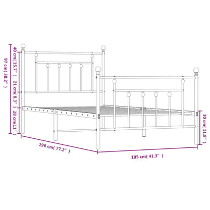vidaXL Bed Frame | White | Powder-Coated Steel | Single | Bed Frame