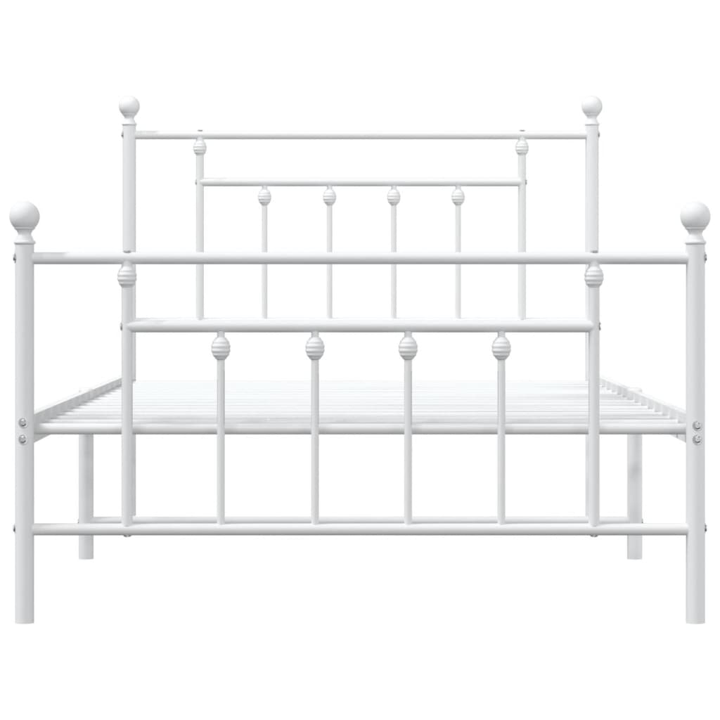 vidaXL Metal Bed Frame without Mattress with Footboard White 107x203cm