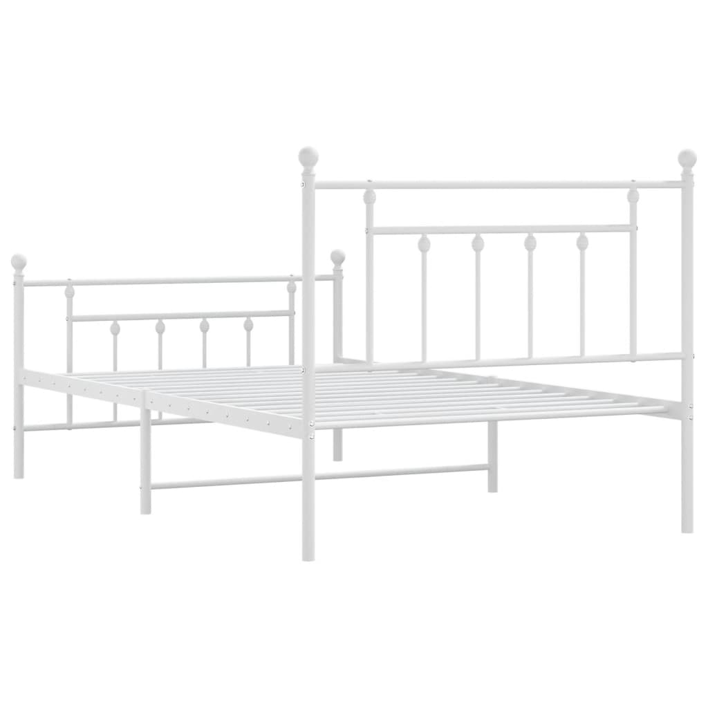 vidaXL Metal Bed Frame without Mattress with Footboard White 107x203cm