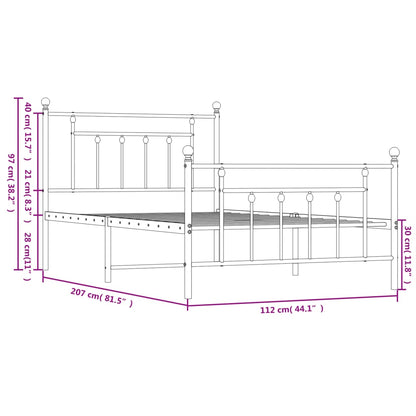 vidaXL Metal Bed Frame without Mattress with Footboard White 107x203cm