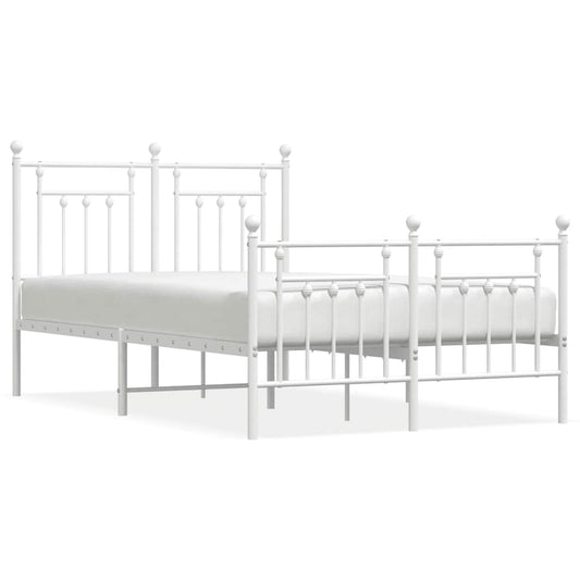 vidaXL Bed Frame | White | Powder-Coated Steel | Small Double | Bed Frame