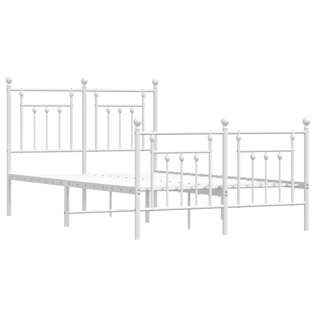vidaXL Metal Bed Frame without Mattress with Footboard White 120x190cm