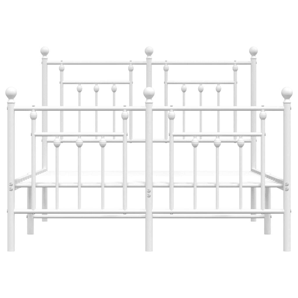vidaXL Metal Bed Frame without Mattress with Footboard White 120x190cm
