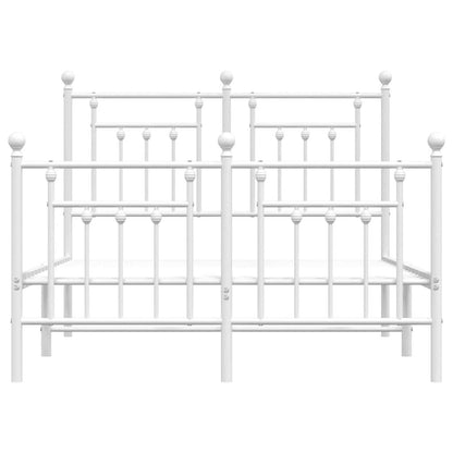 vidaXL Metal Bed Frame without Mattress with Footboard White 120x190cm