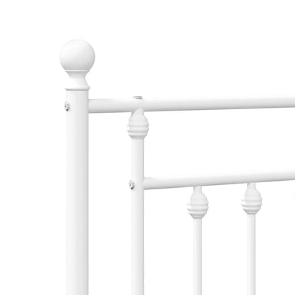 vidaXL Metal Bed Frame without Mattress with Footboard White 120x190cm