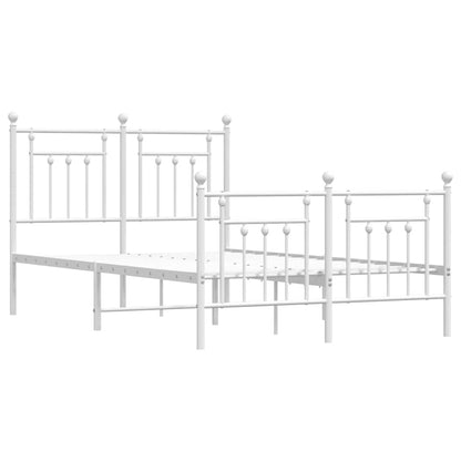 vidaXL Metal Bed Frame without Mattress with Footboard White 120x200cm