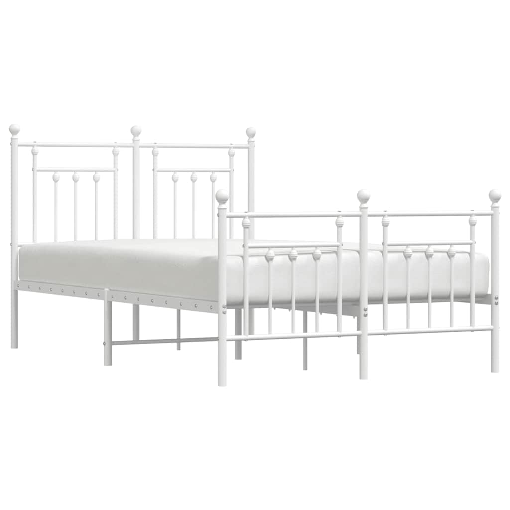 vidaXL Metal Bed Frame without Mattress with Footboard White 120x200cm