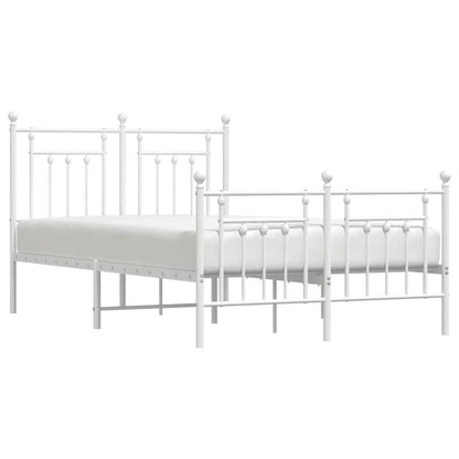 vidaXL Metal Bed Frame without Mattress with Footboard White 120x200cm