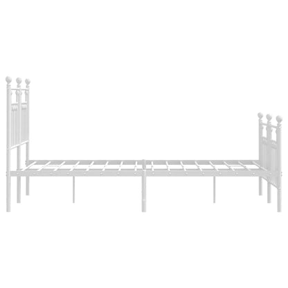 vidaXL Metal Bed Frame without Mattress with Footboard White 120x200cm